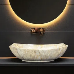 clayramic Premium Designer(M-99) Ceramic Washbasin With Waste Coupling & Pipe Set ) (22x15x5)(M-99) Table Top Basin-picture-27