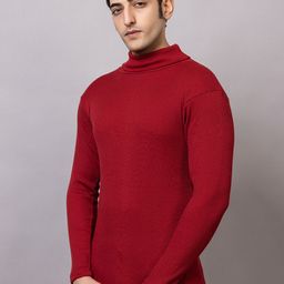 bab Men Solid High Neck Maroon Sweater-picture-32