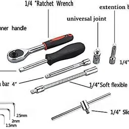 shivanicorp 46 in 1 Pcs Tool Kit for Home Use Tools Kit Spanner Set Socket Set Combination Screwdriver Set image 2