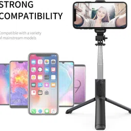 INDRAMANSHA Retractable Phone Tripod with Wireless Remote Control & Light Bluetooth Selfie Stick image 3