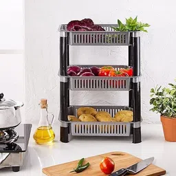 fpboi 3 step Multipurpose Trolley for Kitchen Fruit & Vegetable & office use Plastic Kitchen Trolley-picture-18