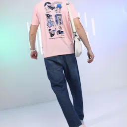 highlander Men Printed, Typography Round Neck Cotton Blend Pink T-Shirt image 3