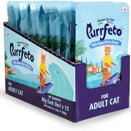 purrfeto wet cat food ocean fish in gravy pack of 12 Fish 0.96 kg (12x0.08 kg) Wet Adult Cat Food image 2