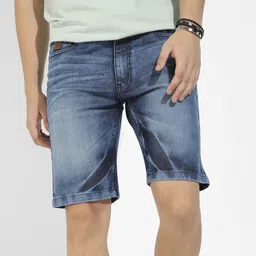 campus sutra Dyed/Washed Men Denim Blue Denim Shorts-picture-12