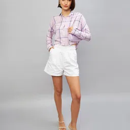 chimpaaanzee Women Oversized Fit Checkered Spread Collar Casual Shirt image 2