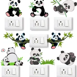 wallhunt 27 cm Panda Switch Sticker Self Adhesive Sticker-picture-46
