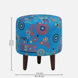 casacraft from pepperfry Mozart Fabric Seating Stool In Provincial Teak Finish image 2