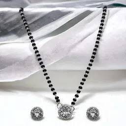 925 SILVER HALO MANGALSUTRA SET Silver Mangalsutra-image-1