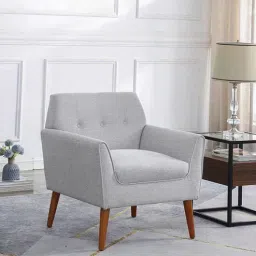 timberly Thomas Fabric Lounge Chair in Off White Colour-picture-33