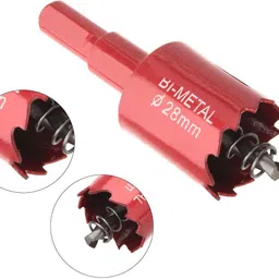 uptodateprouducts 1 PCS 28mm Speed Bi-Metal Hole Saw, Cornhole Board Drill Bit with Positive Rake Teeth for Soft Metal, Drywall, Plastic, Wood, Fiberboard image 3