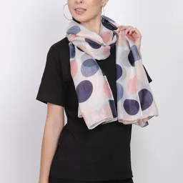 Polka Print Silk Women Multicolor Scarf, Stole, Fancy Scarf-image-11