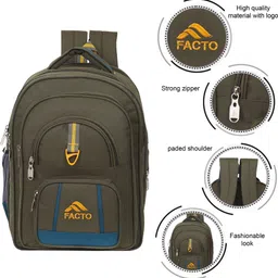 facto Stylish Green School Bag for Boys & Girls of Class 5th - 10th Waterproof School Bag image 2