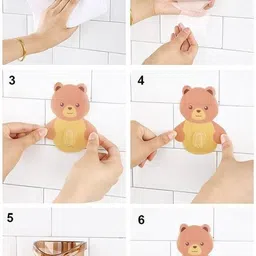 shreejee Pack of 2 Multipurpose Wall Mount No Drill Teddy Bear Toothbrush Holder x2.278 Swivel Hook 1 image 5