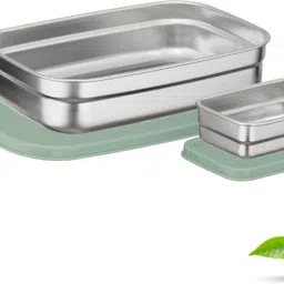 trueware Bent Steel Stainless Steel Air Tight 2 Containers Lunch Box-picture-11