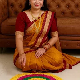 sijileen Solid/Plain, Temple Border, Woven Sambalpuri Silk Blend Saree image 5