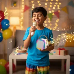 kachimon Portable Karaoke Bluetooth Speaker with Mic (Multicolor) image 2