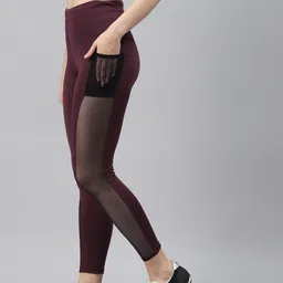 blinkin Solid Women Maroon Tights image 2
