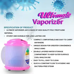 ULTIMATE 4 Way Action Vaporizer, Facial Steamer, Steam Inhalator, Relief from Cold and Cough, Mini, Pink Vaporizer image 5
