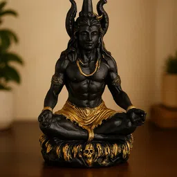 Black Lord Shiva Idol with Trishul Handcrafted Decorative Shiv Murti Decorative Showpiece - 10 cm-image-70