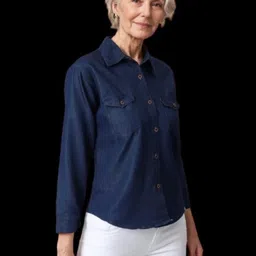 houseofcommon Women Regular Fit Solid Button Down Collar Casual Shirt image 3