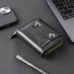 watchstar Men & Women Trendy, Casual, Travel, Formal Black Genuine Leather RFID Card Holder-picture-12