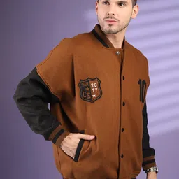 chkokko Men Solid Varsity Jacket image 3