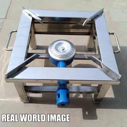 cybox SS Bhatti with Brass Nut Hose Pipe,High Pressure Regulator Valve and Gas Lighter Stainless Steel Manual Gas Stove image 3