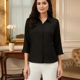 prieto Women Regular Fit Solid Button Down Collar Formal Shirt-picture-12