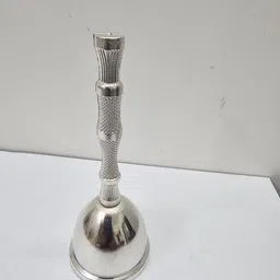 mridulmetals Zinc cone pooja bell Silver Finish Brass Pooja Bell-picture-32