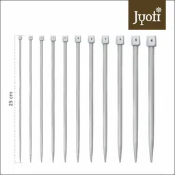 jyoti Knitting Pin - Aluminium (2 Pairs of Flat Knob Pins of 10 Inches / 25cm of Size 10) Knitting Pin image 5