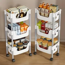 coroid Plastic Metal 3 Shelf Book Shelf Organizer Basket Organizer Multipurpose Metal Close Book Shelf image 5