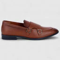 louis stitch Tan Slipon Style Comfortable Monk Strap Shoes for Men (RGFM) - Size UK 8 Monk Strap For Men image 4