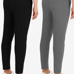 be swadeshi Pack of 2 Men Solid Black, Grey Track Pants image 2