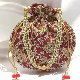houseofcommon Women Maroon Potli image 1