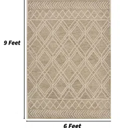 saraswati global Sand Geometric Wool 6 ft x 9 ft Hand-Tufted Carpet image 3