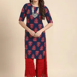 1 stop fashion Pack of 4 Women Printed Crepe A-line Kurta image 2