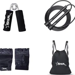 starx 30 kg 30KG PVC GYM KIT WITH 3FT CURL, 3FT STRAIGHT ROD AND ACCESSORIES Home Gym Combo image 2