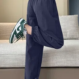 floreos Women Relaxed Dark Blue Cotton Blend Trousers image 2