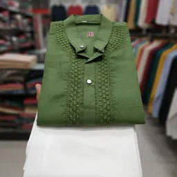 pushpa chikan interprises Men Cotton Blend Kurta Pyjama Set image 1