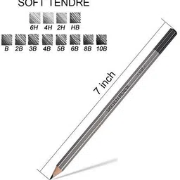 definite Art 33 Pieces Professional Sketching and Drawing Art Tool Kit; 12 X Graphite Pencils- 10B, 8B, 6B, 5B, 4B, 3B, 2B, B, HB, 2H, 4H & 6H; 6 X Black Charcoal Pencils (3 X Soft, 2 X Medium & 1 Hard), 6 X Paper Art Blending Stumps, 1 X Small Handle Blending Brush, 2 X White Pens, 1 X Utility Sharpening Knife, 1 X 13cm Pencil Extender, 1 X White Glass Marking Pencil , 1 X Kneadable Eraser, and 1 Canvas Rolling Pouch image 5
