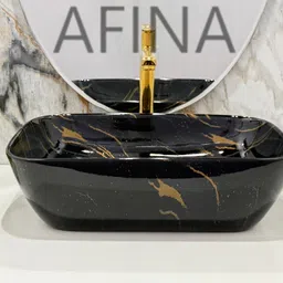 afina industries Premium Ceramic BASIN Which Gives Look To your Home Table Top Wash Basin LC1029 Ceramic Tabletop Washbasin/Countertop Wash Basin/Basin for Bathroom Table Top Basin image 3