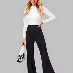 dervishi Women Regular Fit Black Cotton Blend Trousers-picture-10