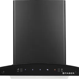 faber Hood Sydney FL SC AC BK 60 Auto Clean Curved Glass 60 cm| Touch & Gesture Control| Autoclean| Filterless|Powerful suction| Low Noise Wall Mounted Black 1200 CMH Chimney image 1