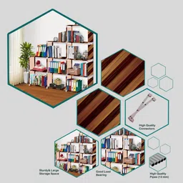 flipkart perfect homes studio Wall Panel Print 12 Layer Simple Bookshelf/Multipurpose Rack Metal Open Book Shelf image 3