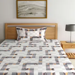 klotthe Multicolor Geometric 300 TC Cotton Single Bedsheet with 1 Pillow Cover image 2