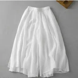 gsinterprise Women Flared White Georgette Trousers image 3