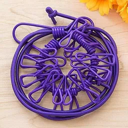 Portable Retractable Clothesline Windproof Stretch Drying Rack 12 Clips Iron Cloth Clips-image-32