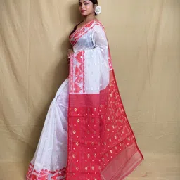 spfashion Woven, Self Design Jamdani Cotton Silk Saree image 3
