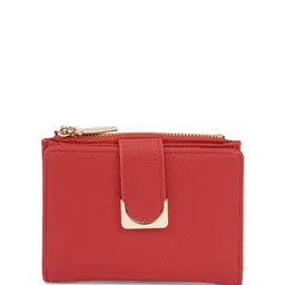 Globus Women Red Textured Bi-Fold Wallet With Zip Coin Pocket-image-91