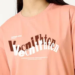 MISCHIEF MONKEY Typography Printed Round Neck Drop-Shoulder Sleeves Cotton T-shirt image 3